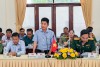 Ông Trần Tương Quốc- Phó Bí thư Thị ủy, Chủ tịch UBND thị xã phát biểu tại buổi họp mặt.